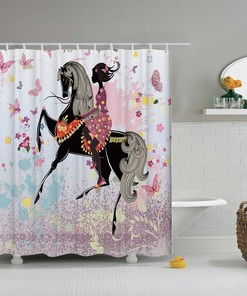 Cartoon Butterfly Worse Shower Curtain for Home Decor and Housewarming Gift