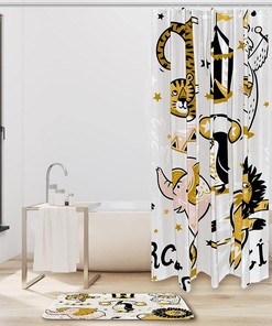 Cartoon Circus Animal Shower Curtain: Lion, Tiger and Penguin by Woodyotime