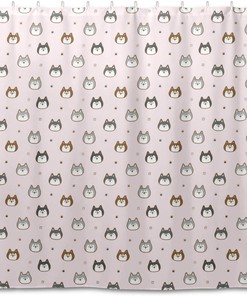 Cartoon Husky Dog Shower Curtain - Modern Home Bathroom Hotel Spa Decor