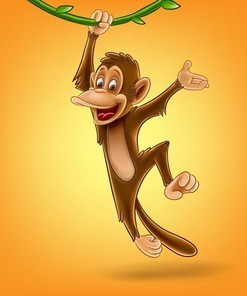 Cartoon Monkey Shower Curtain - Yellow Animal Waterproof Bathroom Curtain