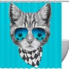 Cat with Sunglasses and Palm Trees Shower Curtain for Modern Bathroom Decor