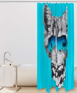 Cat with Sunglasses and Palm Trees Shower Curtain for Modern Bathroom Decor