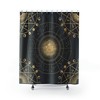 Celestial Moon Phase Shower Curtain with Zodiac Constellation Print - Dark Astronomy Fabric for Universe Bathroom Decor