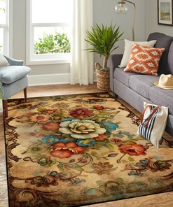 Chicano-Inspired Flower Pattern Area Rug - Customizable Living Room Decor