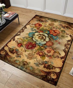 Chicano-Inspired Flower Pattern Area Rug - Customizable Living Room Decor