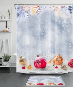 Christmas Snowflake Shower Curtain for Home Decor
