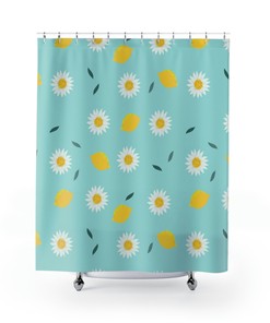 Citrus Lemon Shower Curtain - Chic and Stylish Bathroom Decor with Water-resistant Fabric 