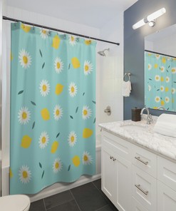Citrus Lemon Shower Curtain - Chic and Stylish Bathroom Decor with Water-resistant Fabric