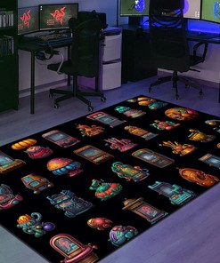Classic Game End Bosses Arcade Pattern Area Rug