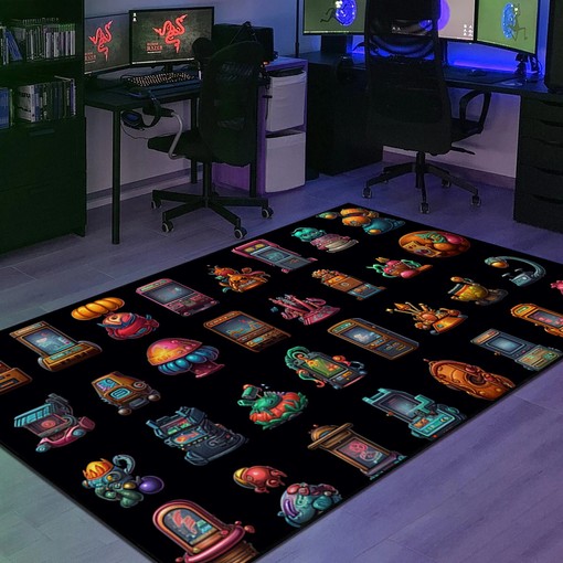 Classic Game End Bosses Arcade Pattern Area Rug