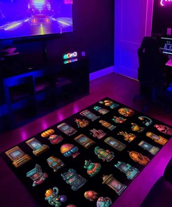 Classic Game End Bosses Arcade Pattern Area Rug