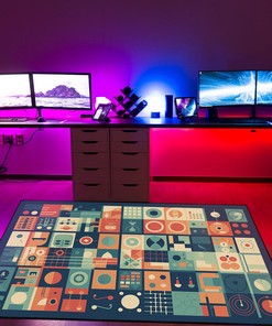 Clean and Modern Minimalist Game Icons Area Rug for Bedroom and Living Room