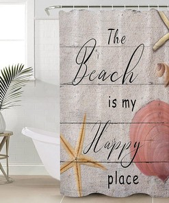 Coastal Beach Sand Starfish Seashell Shower Curtain - Bathroom Decor for Housewarming Gift