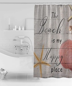 Coastal Beach Sand Starfish Seashell Shower Curtain - Bathroom Decor for Housewarming Gift