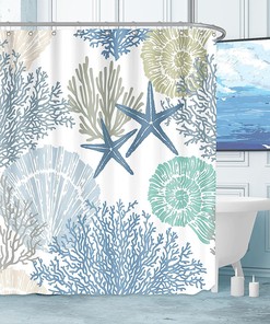 Coastal Waterproof Shower Curtain, Perfect for Your Nautical Bathroom Decor