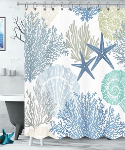 Coastal Waterproof Shower Curtain, Perfect for Your Nautical Bathroom Decor