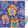 Colored Owls Shower Curtain with Snowflakes for Home Decor