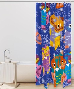 Colored Owls Shower Curtain with Snowflakes for Home Decor