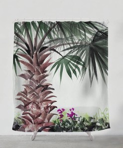 Colorful Bohemian Watercolor Palm Tree Shower Curtain as Bathroom Art 