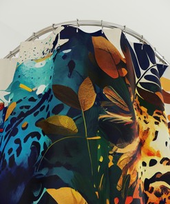 Colorful Cat Lover's Shower Curtain with Wildcat Design - Unique Bathroom Accessories