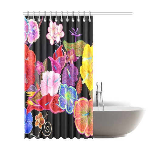 Colorful Floral Print Shower Curtain for Bathroom Decor