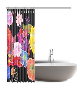 Colorful Floral Print Shower Curtain for Bathroom Decor