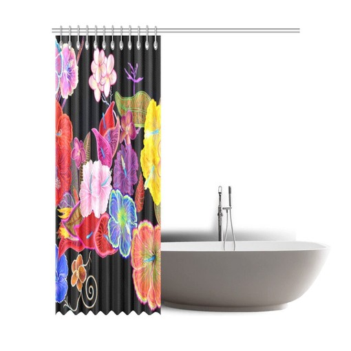 Colorful Floral Print Shower Curtain for Bathroom Decor