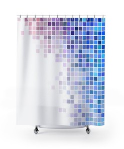 Colorful Geometric Pattern Shower Curtain, Bathroom Decor Fabric Curtain