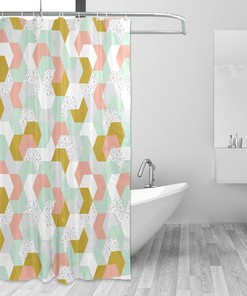Colorful Geometric Shower Curtain - Modern Home Bathroom Hotel Spa Decorations