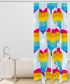 Colorful Heart Shower Curtain in Rainbow for Bathroom Decor