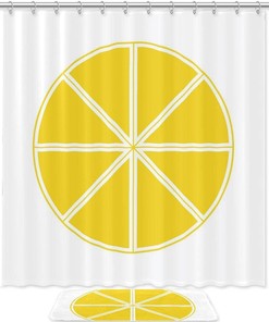 Colorful Lemon Pattern Waterproof Shower Curtain, Bathroom Curtain