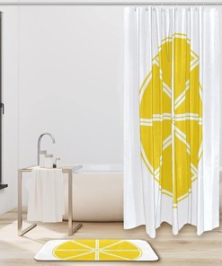 Colorful Lemon Pattern Waterproof Shower Curtain, Bathroom Curtain