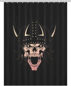 Colorful Norse Mythology Skull Shower Curtain for a Playful Bathroom Decor 