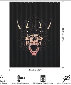Colorful Norse Mythology Skull Shower Curtain for a Playful Bathroom Decor