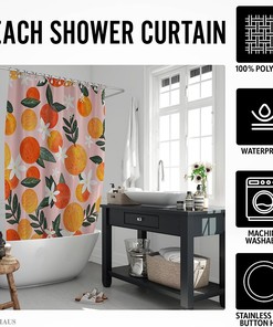 Colorful Peach Shower Curtain for an Eye-Catching Bathroom - Bathroom Decor