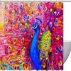 Colorful Peacock Shower Curtain with Watercolor Design for Home Decor