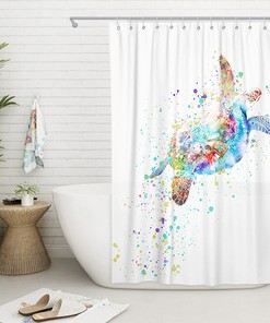 Colorful Sea Turtle Shower Curtain for Bathroom Decor