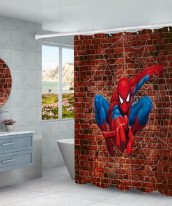 Colorful Spiderman Print Waterproof Bathroom Shower Curtain for Kids Bathroom Decor 