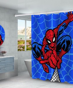 Colorful Spiderman Print Waterproof Bathroom Shower Curtain for Kids Bathroom Decor