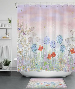 Colorful Vintage Floral Shower Curtain for a Boho Chic Bathroom Decor