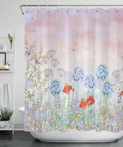 Colorful Vintage Floral Shower Curtain for a Boho Chic Bathroom Decor