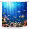 Colorful & Waterproof Ocean Underwater World Shower Curtain with Tropical Fishes, Turtle & Coral Design for Home Decor