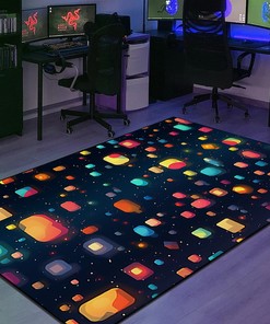 Confetti-Like Dots Arcade Pattern Rug for Game Rooms