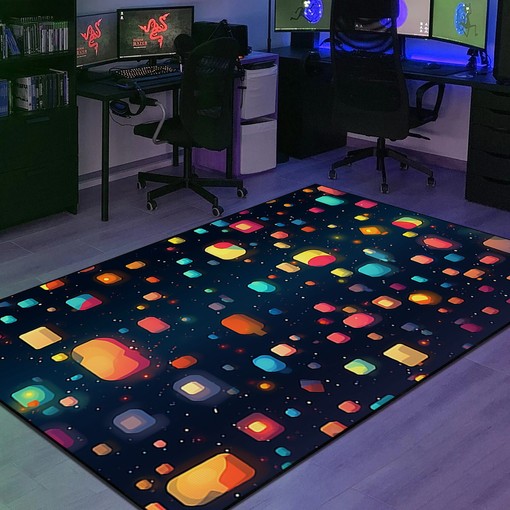 Confetti-Like Dots Arcade Pattern Rug for Game Rooms