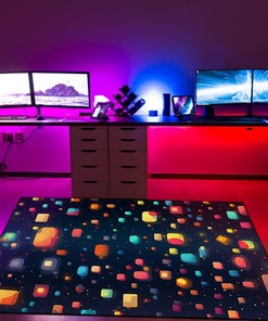 Confetti-Like Dots Arcade Pattern Rug for Game Rooms