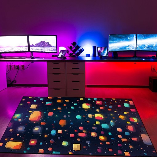 Confetti-Like Dots Arcade Pattern Rug for Game Rooms