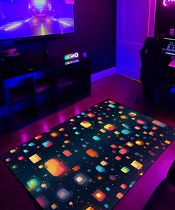 Confetti-Like Dots Arcade Pattern Rug for Game Rooms