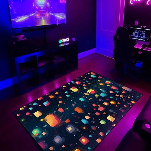 Confetti-Like Dots Arcade Pattern Rug for Game Rooms