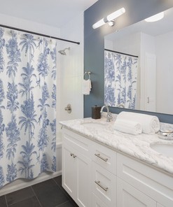 Cool Blue Boho Monkey Jungle Shower Curtain - Add a Touch of Artistic Bohemian Style to Your Bathroom