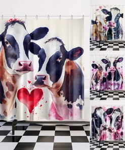 Cow Watercolor Shower Curtain - Bathroom Decor - Housewarming Gift